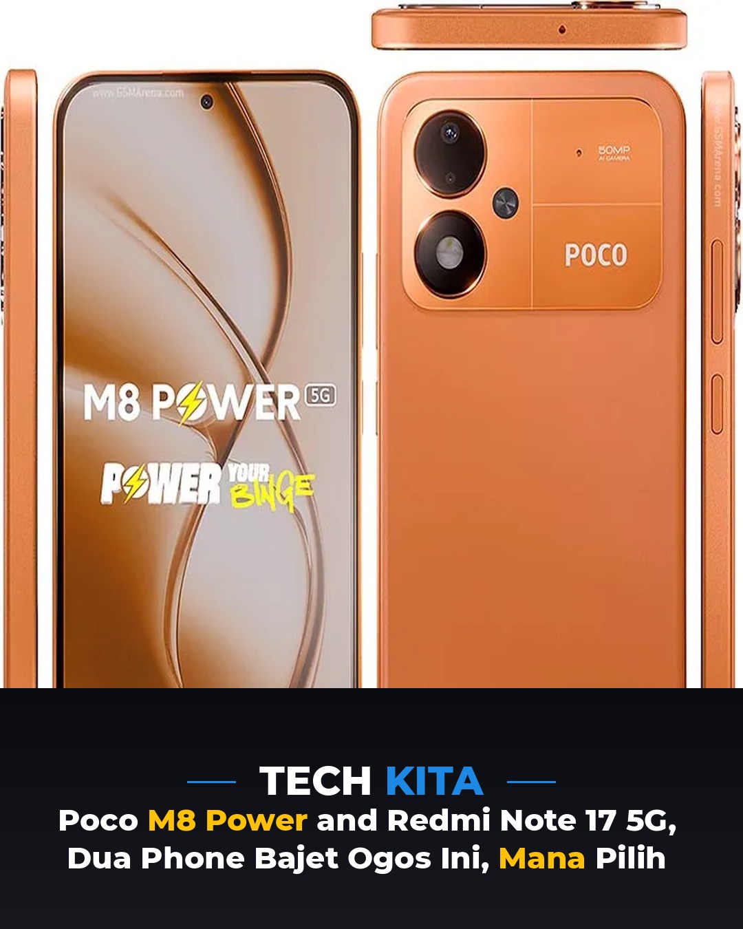 Poco M8 Power & Redmi Note 17 5G — Dua Phone Bajet Ogos Ini, Mana Pilih?